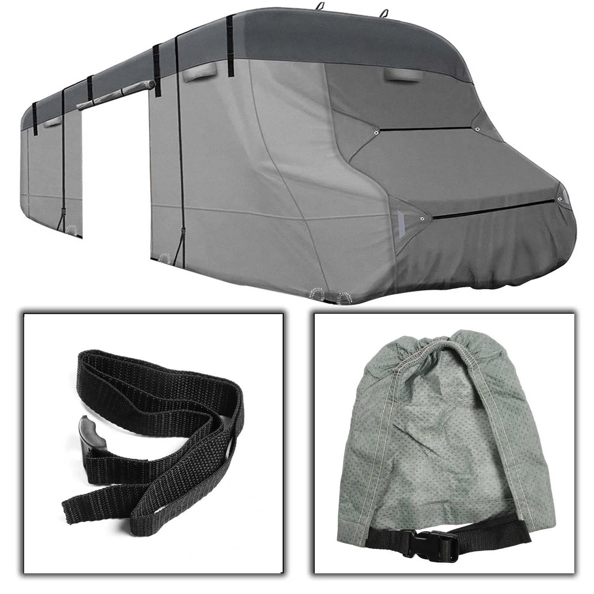 RV Cover Camper Cover Top 6 Layers of Non-Woven Fabric Side 3 Layers of Non-Woven Fabric Replacement for Class C 23 Feet- 26 Feet