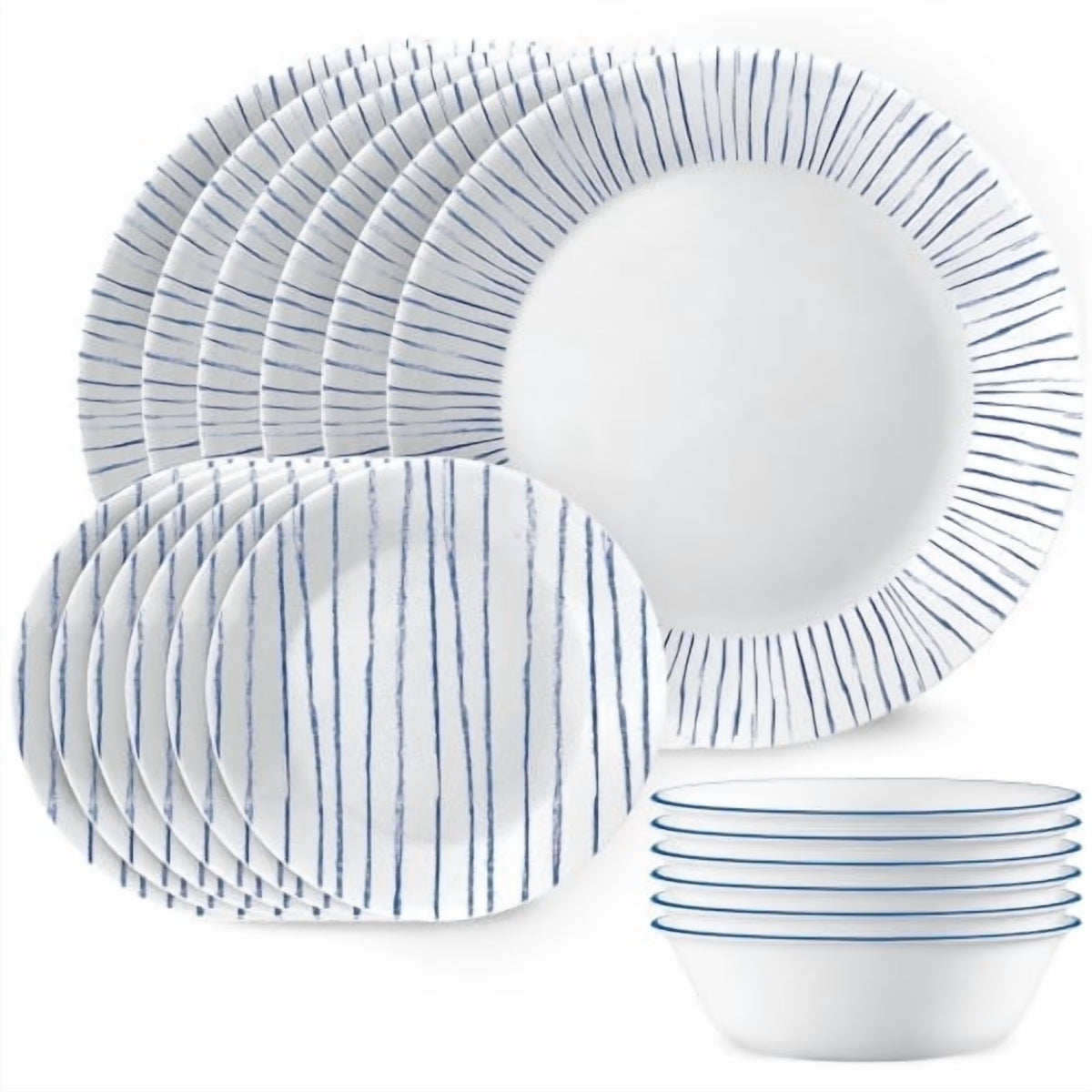 Corelle? Nautical Stripes 18-piece Dinnerware Set, Service for 6