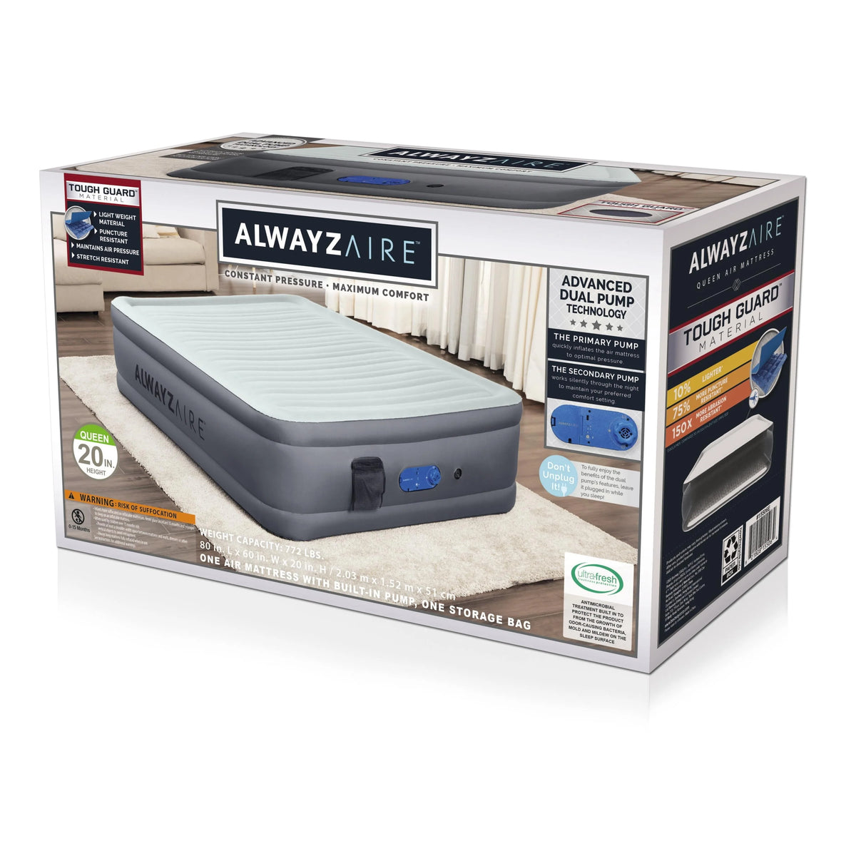 20" Queen Air Mattress with Built-in Pump