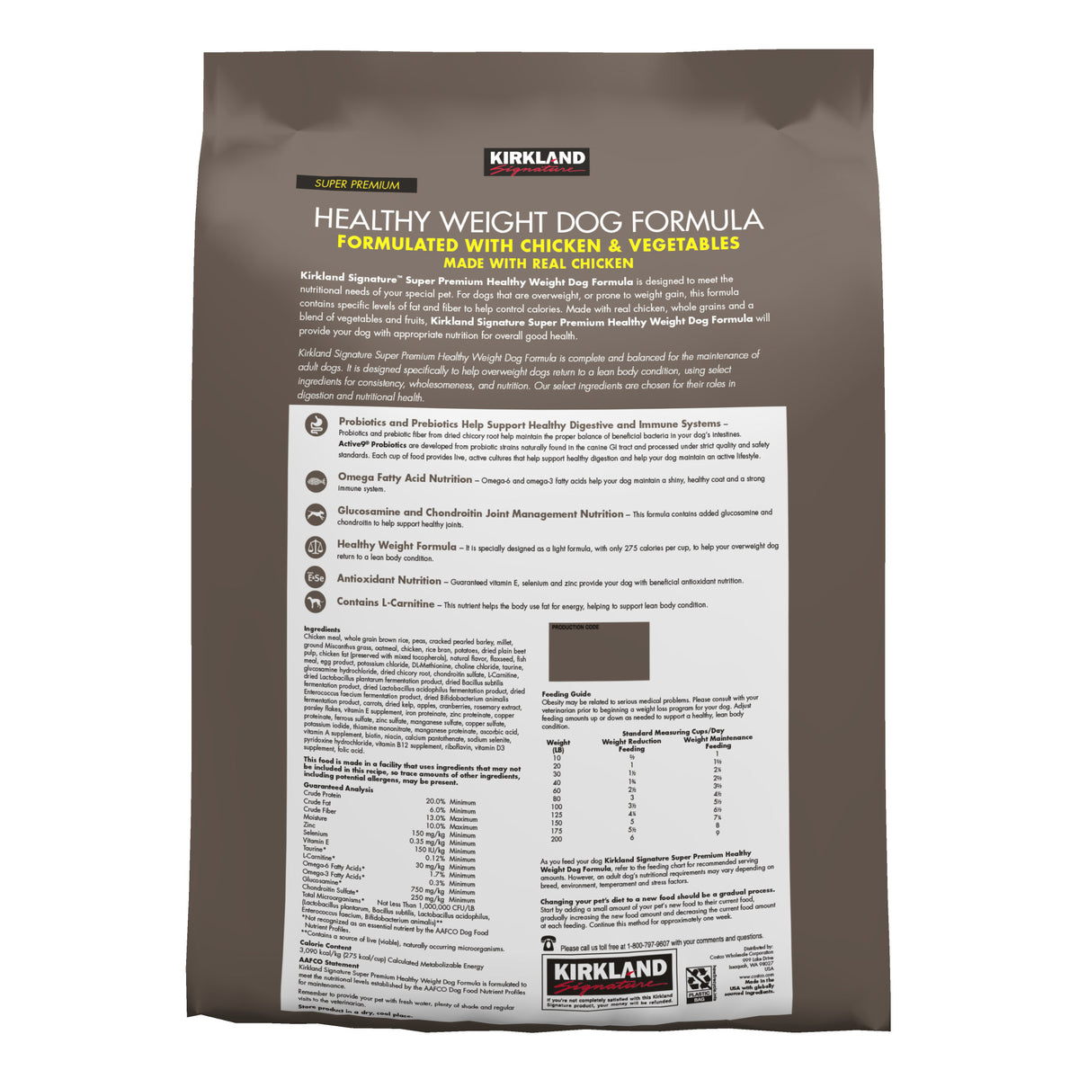 Kirkland Signature Healthy Weight Formula Chicken and Vegetable Dog Food, 25 lbs