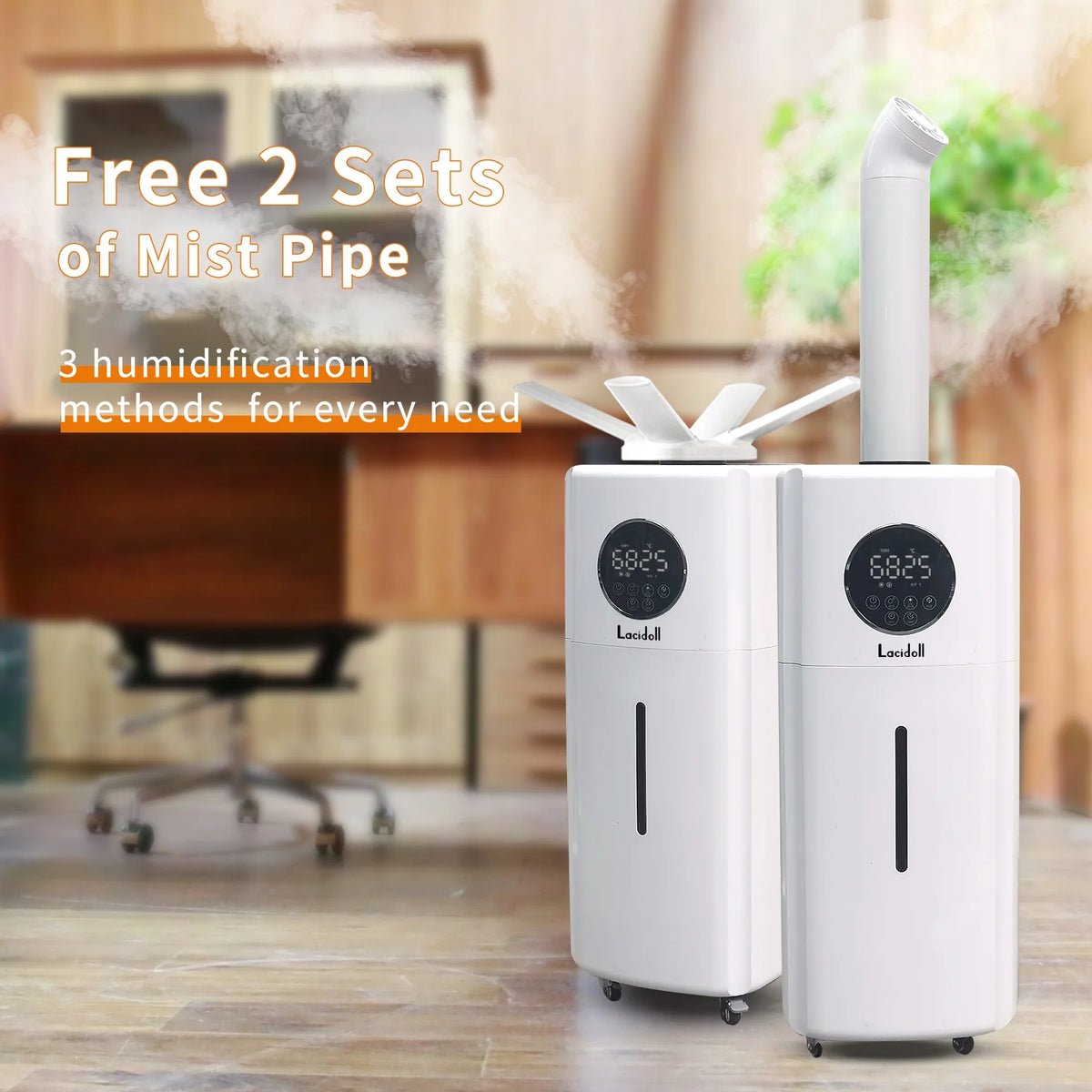 Humidifiers for Large Room Whole House Humidifier for Home 2000 Sq.ft, 5.5Gal Cool Mist Top Fill Floor 21L 2000ML/H Dual 360�� Nozzles 3 Speed