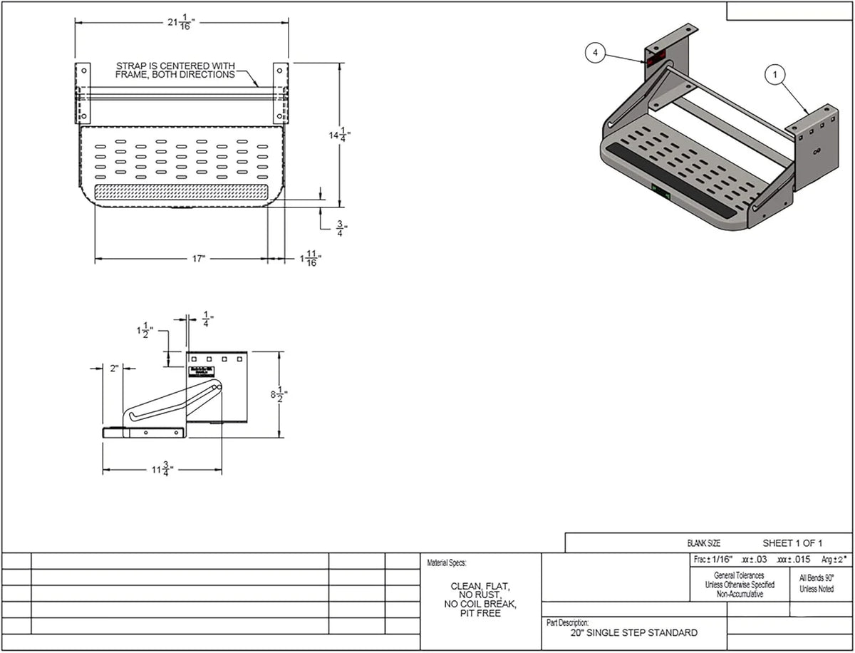 RV Steps 20" Step in Black | RV Stairs | RV Exterior Steps | Steps (Single)