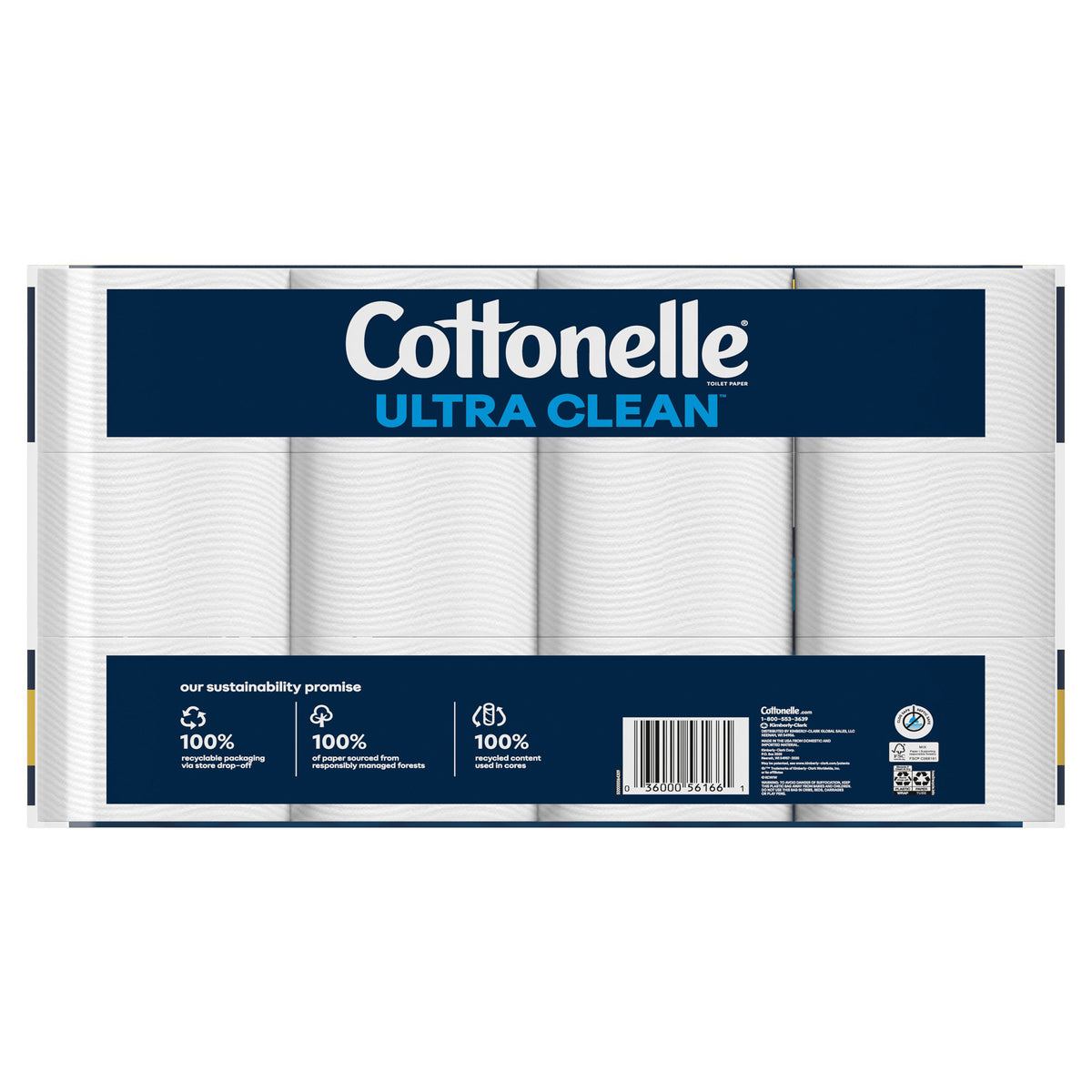 Cottonelle Ultra Clean Bath Tissue, 1-Ply, 313 Sheets, 36 Rolls