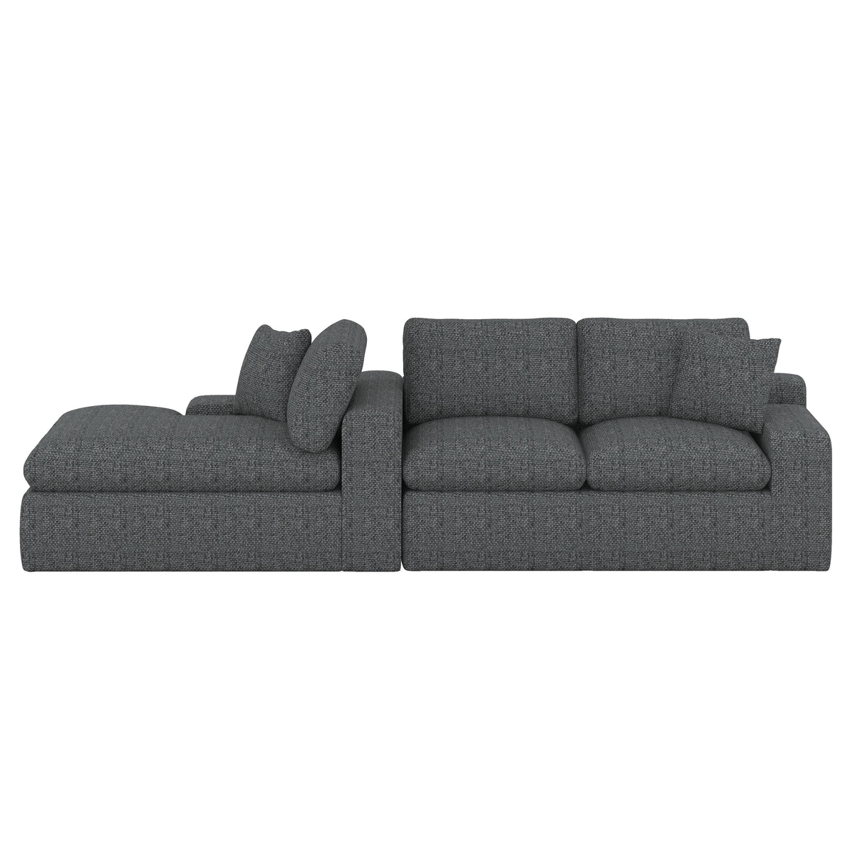 BEBPILOO Modular Chenille 107.9" Sofa with Flexible Configuration, Double - Layer Cushions, Deep Seating & Side Storage Pockets, Full-compressed Sofa for Living Room, Gray