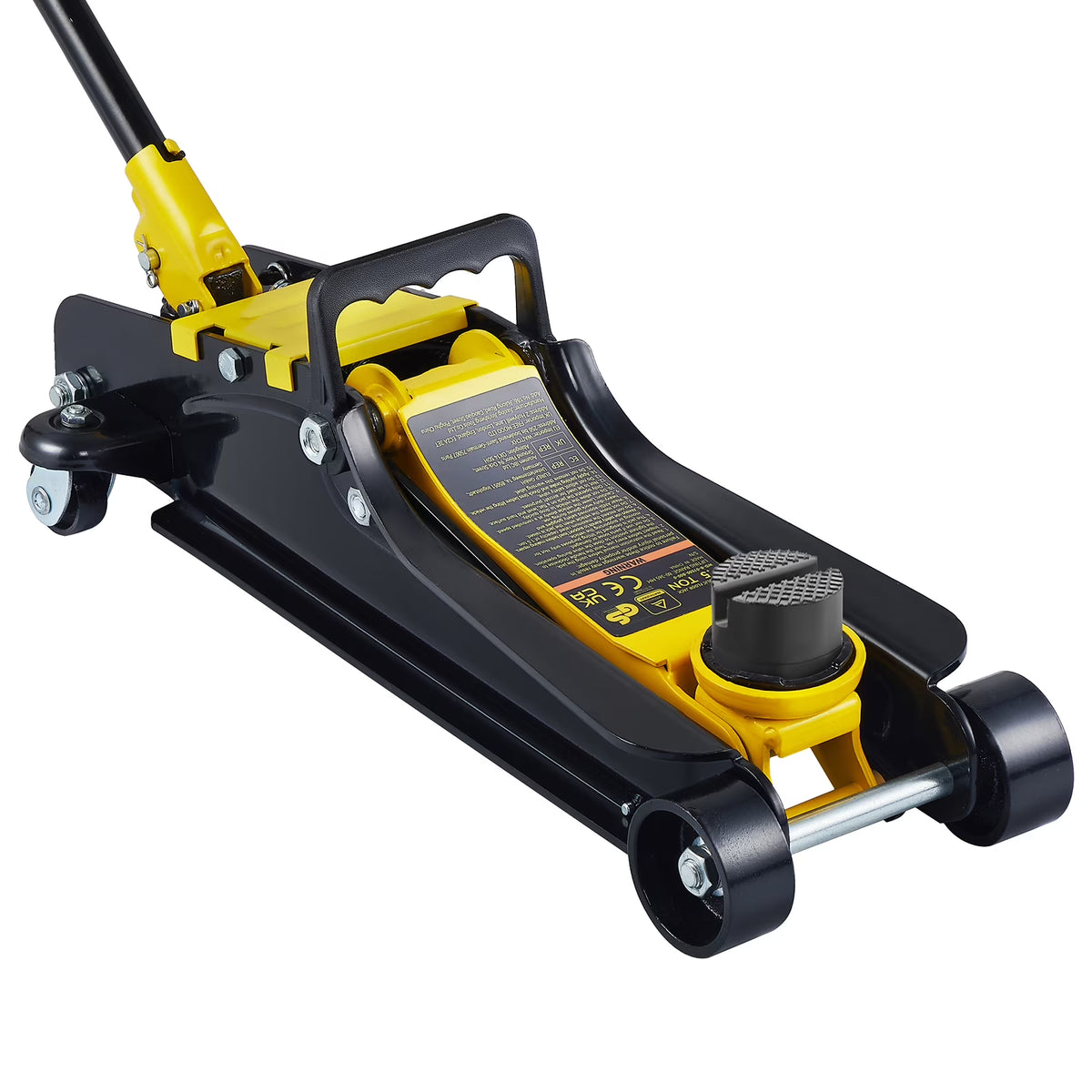 KFFKFF Low Profile Floor Jack,2.5 Ton(5500 lbs) Slim Profile, Durable Steel Racing Lift with Single Piston Pump, Range 3.35"-14.96"��Black+Yellow