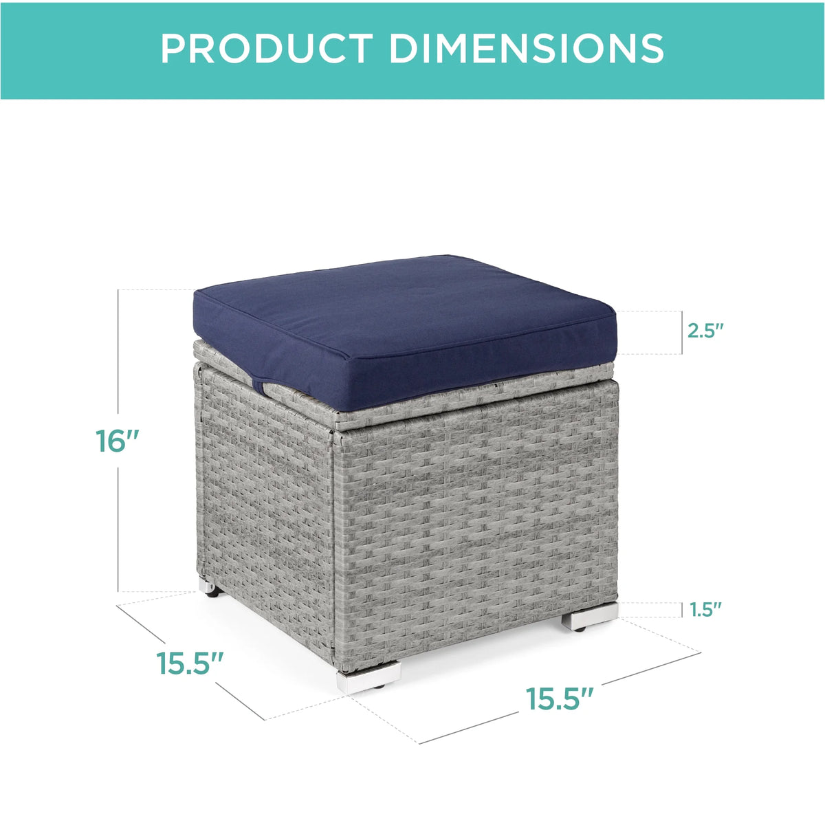 Best Choice Products Set of 2 Wicker Ottomans, Multipurpose Furniture w/ Removable Cushions - Brown/Beige