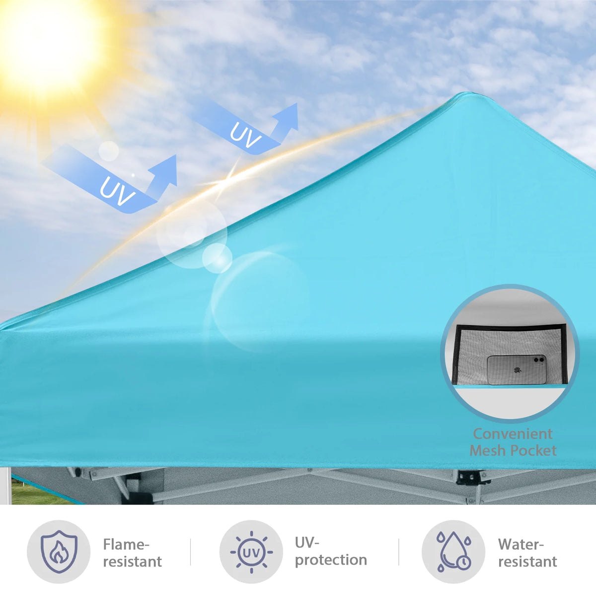 INTER HUT 5x5 Outdoor Pop up Canopy Gazebo, Instant Easy Set up Outdoor Canopy Commercial Fair Shelter, Beige