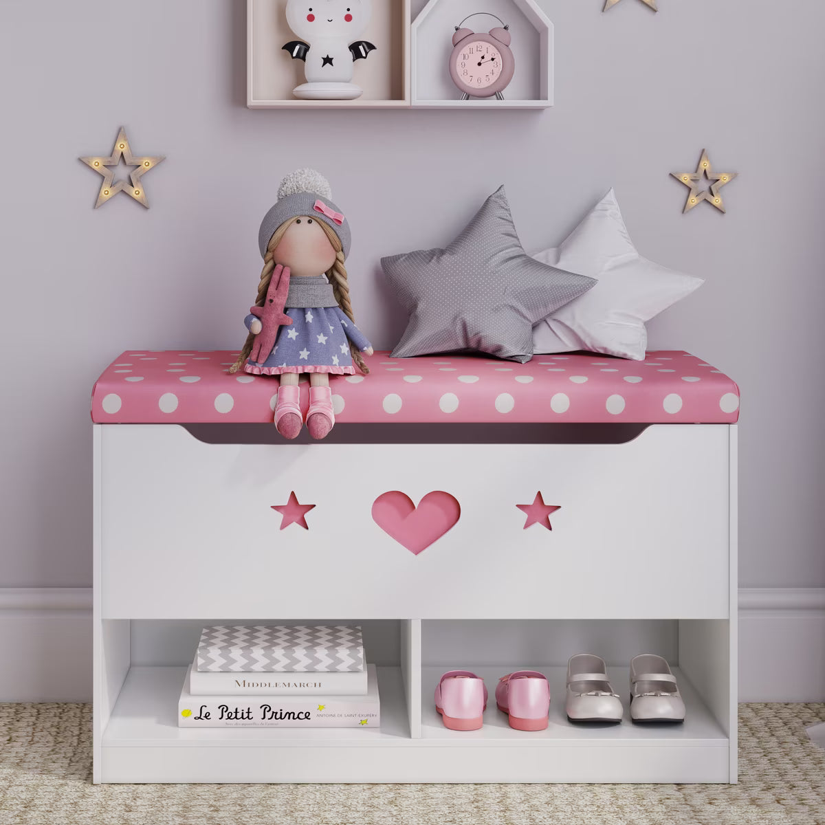 Sturdis Wooden Toy Box Spacious Storage for Home Organization, White