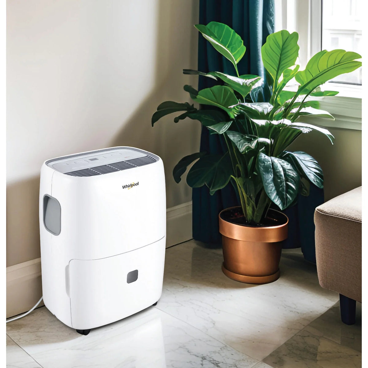 Whirlpool Energy Star 50-Pint 4500 Sq ft Humidity Absorber Dehumidifier, Bedroom, Basement, Garage, WHAD501DW