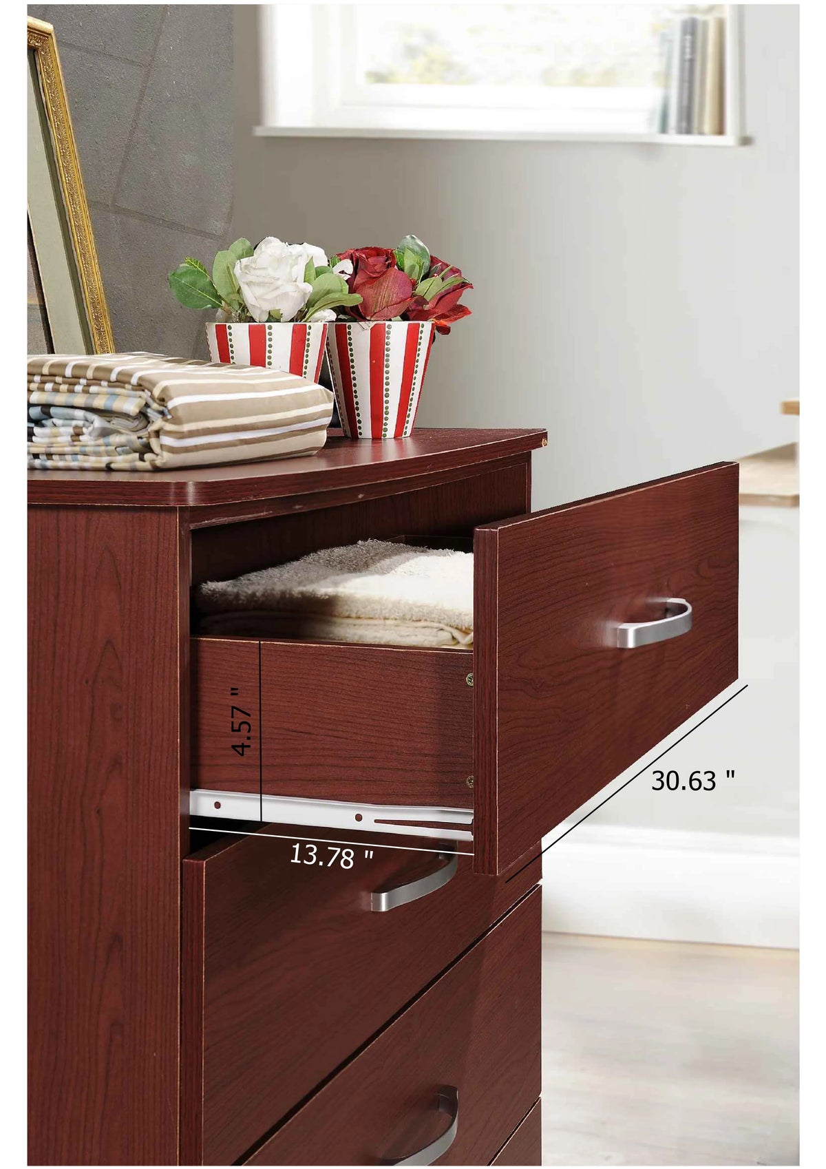 Hodedah 5 - Drawer Chest, Brown, Wood