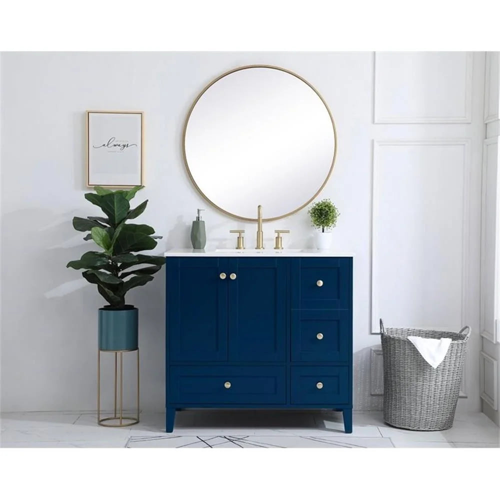 Elegant Decor Sommerville 36" Single Quartz Top Bathroom Vanity in Gray