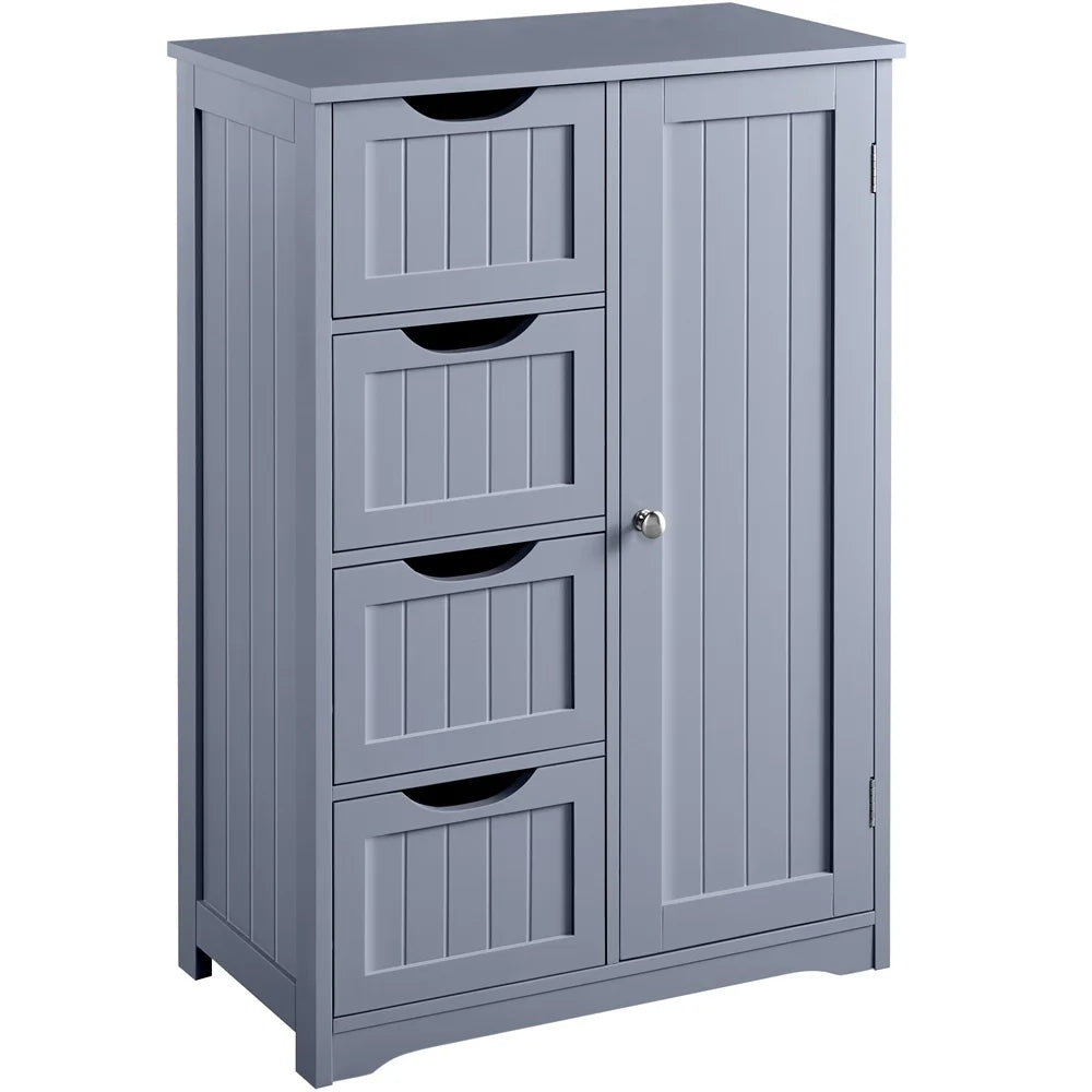 Alden Design Wooden Bathroom Storage Cabinet with 4 Drawers & Cupboard, Espresso