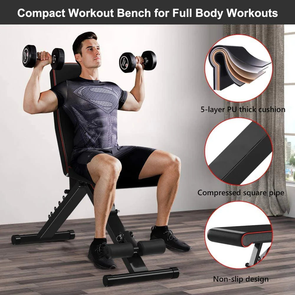 Weight Bench Flat Weight Bench,Soft Leather Adjustable Weight Bench
