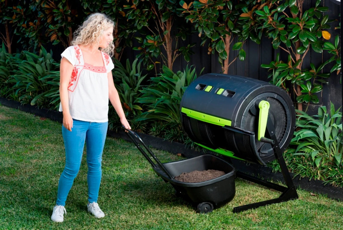 RSI 65 gal Black and Green Metal and Plastic Tumbling Composting Bin