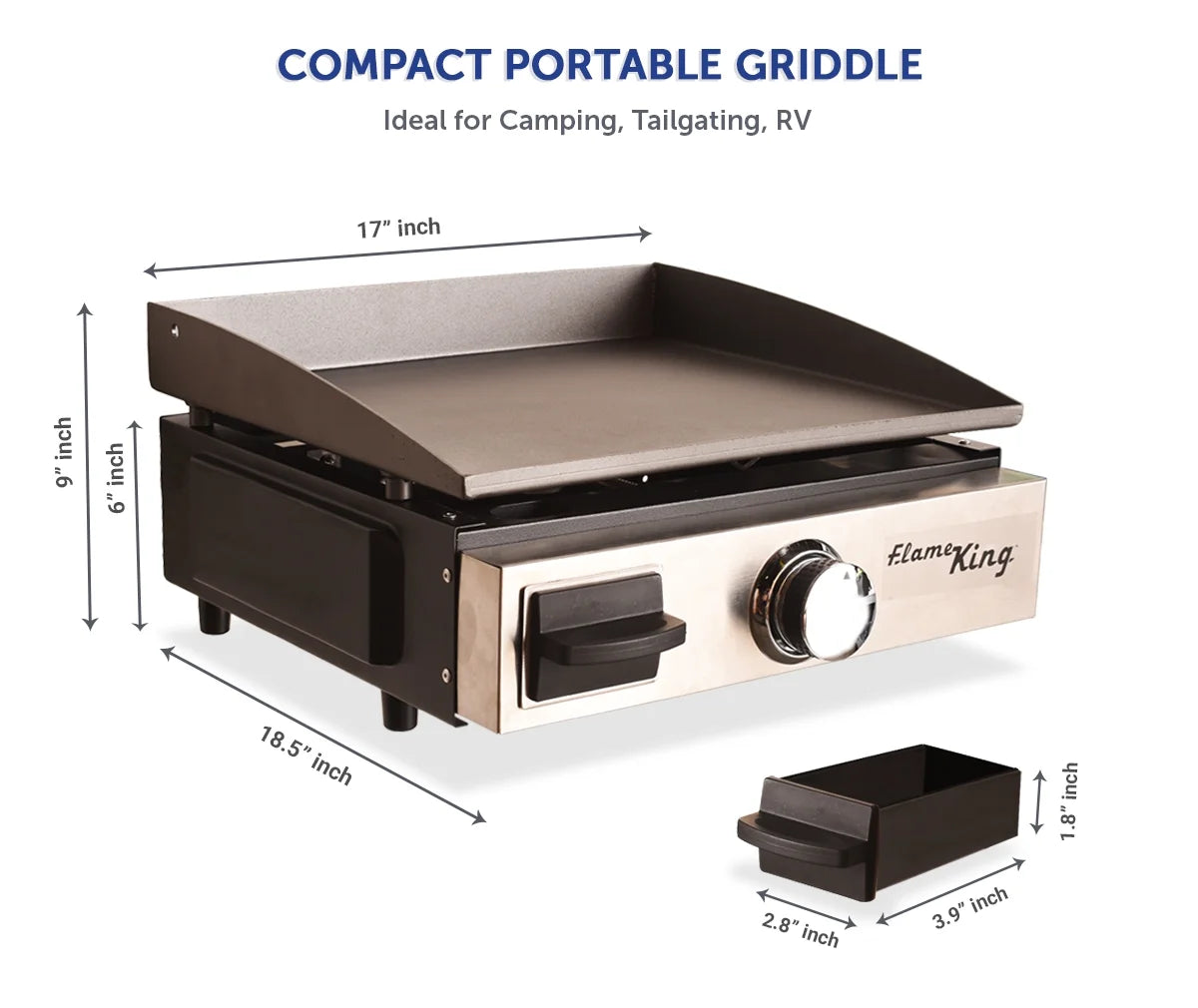 Top Portable Propane Cast Iron Grill Griddle Tabletop for Camping & Tailgating