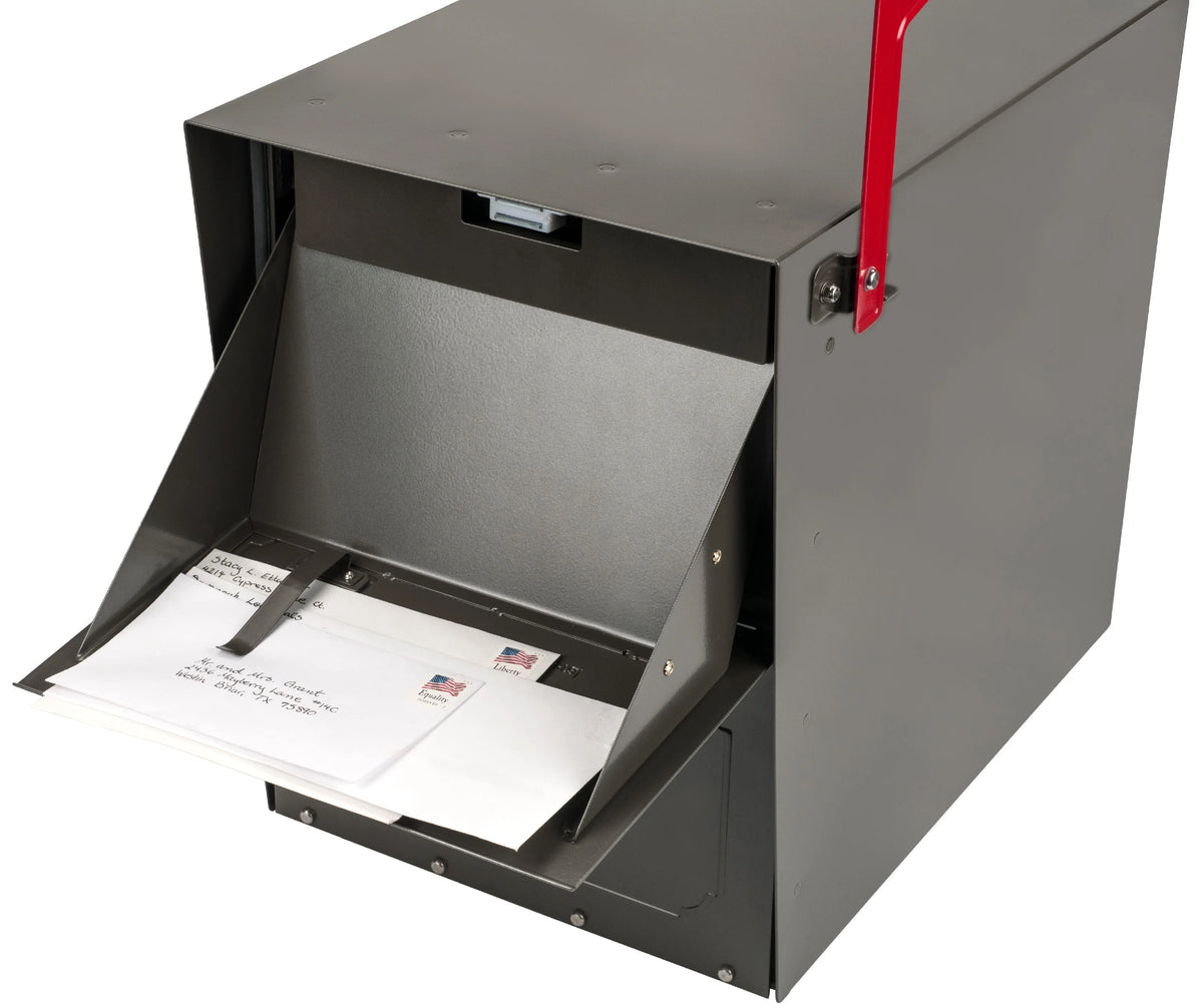 Architectural Mailboxes Oasis Classic Black Post Mount Mailbox, Galvanized Steel, Locking