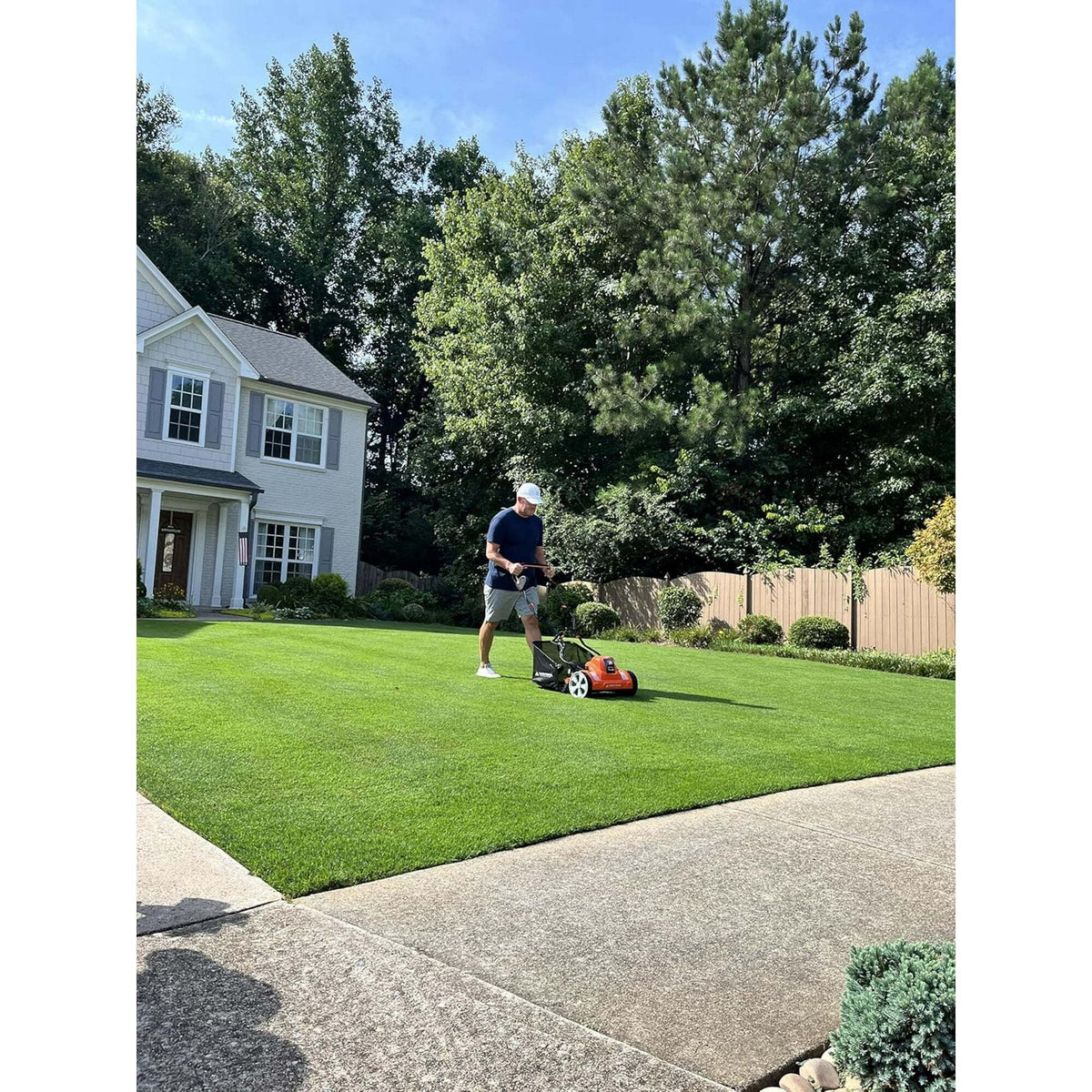 Yard Force YF20vRX-RM2  Reel Mower Cordless Hybrid 15-inch 20V Lithium-Ion, 2 Battery, Compact Storage, 12 Gallon Bag, Clean Cut for Healthy Lawn, Bermuda and Centipede Grass Only