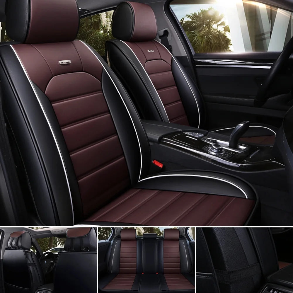 OTOEZ Leather Car Seat Cover Universal 5 Seats Full Set Front Rear Seat Protector