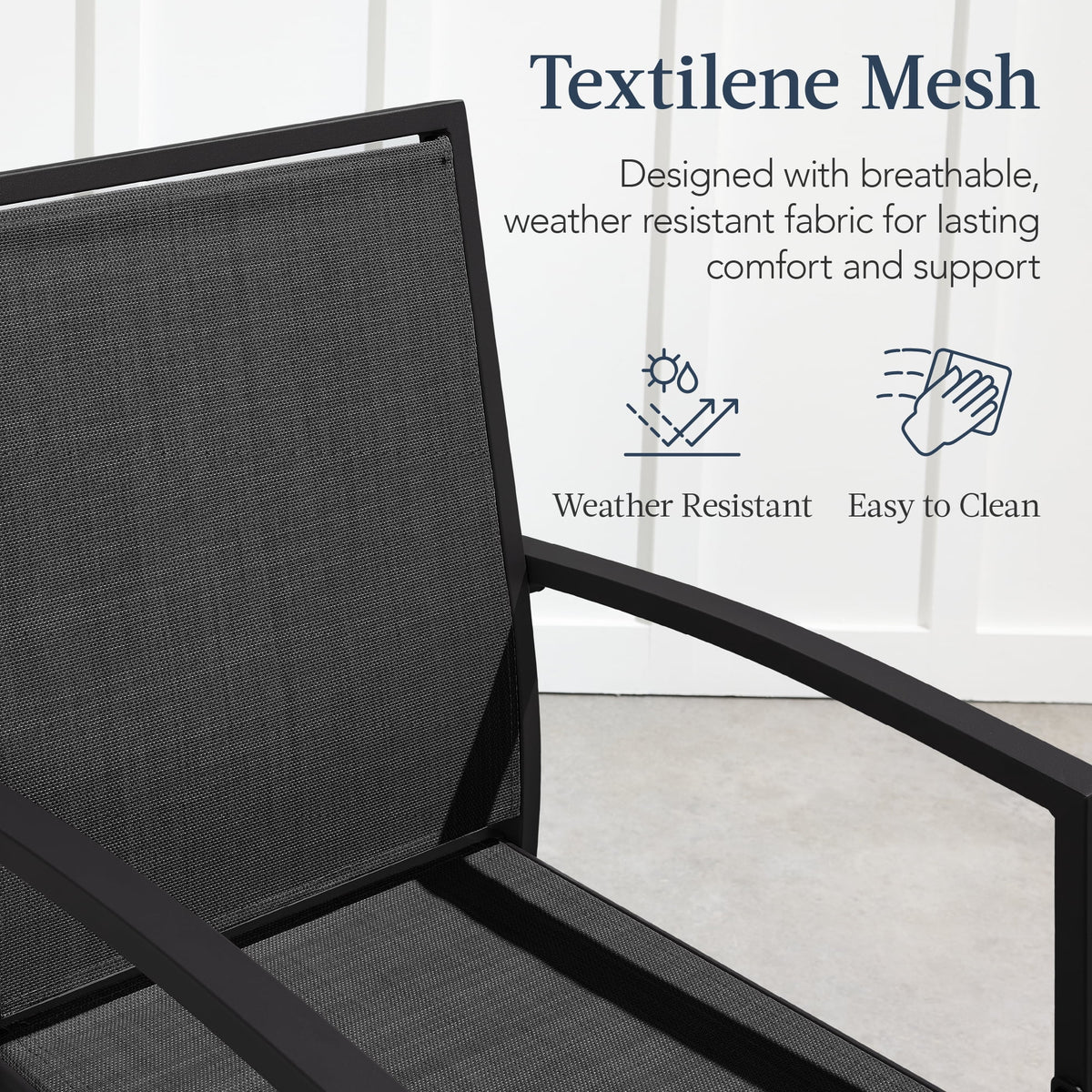 Best Choice Products Outdoor Barstools Set of 2, Bar Height Patio Chairs w/ All-Weather Mesh - Black/Black