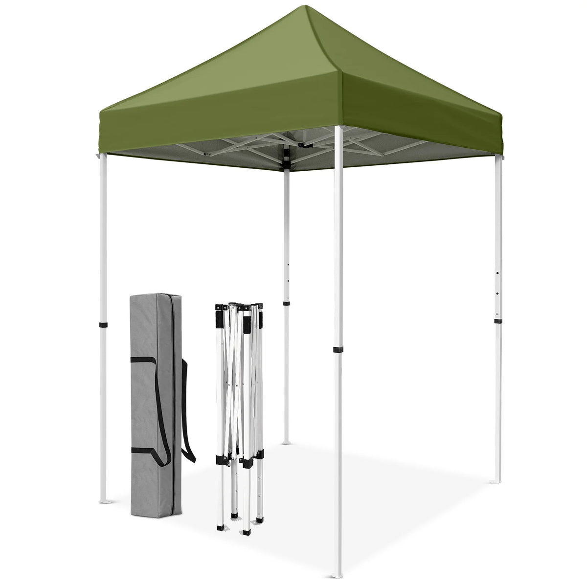 INTER HUT 5x5 Outdoor Pop up Canopy Gazebo, Instant Easy Set up Outdoor Canopy Commercial Fair Shelter, Beige