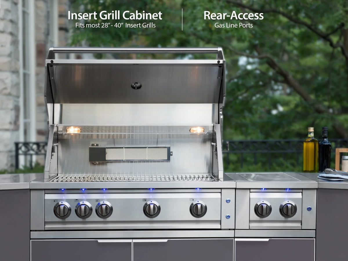 NewAge Products Outdoor Kitchen 7 Piece Cabinet Set in Slate Gray with Countertops