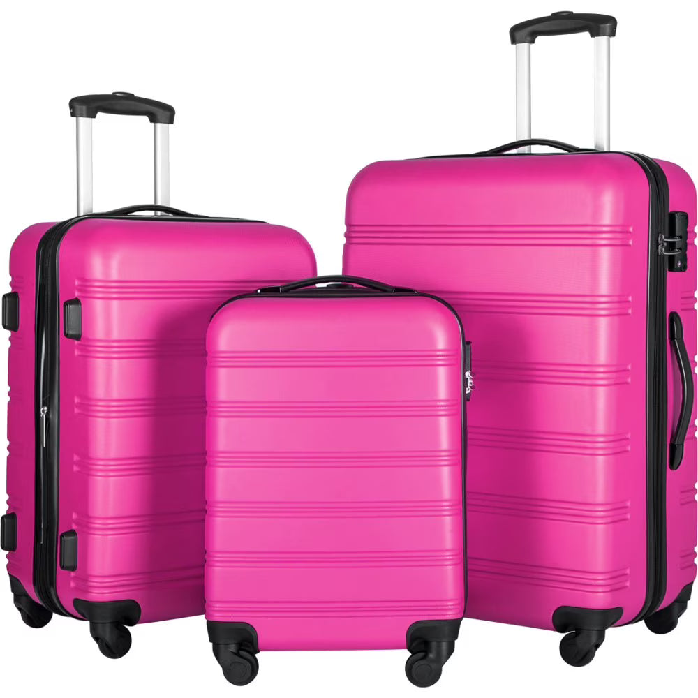 Tcbosik Luggage Sets, 3 Piece Set Hardside Suitcases with Spinner Wheels, 20/24/28 Travel Luggage Lightweight, Dark Blue
