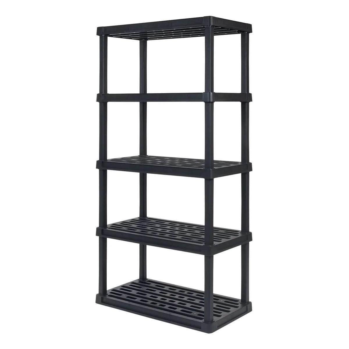 IRIS USA 5-Tier Large Plastic Rack Storage Shelf with 500 lb. Total Capacity, Black