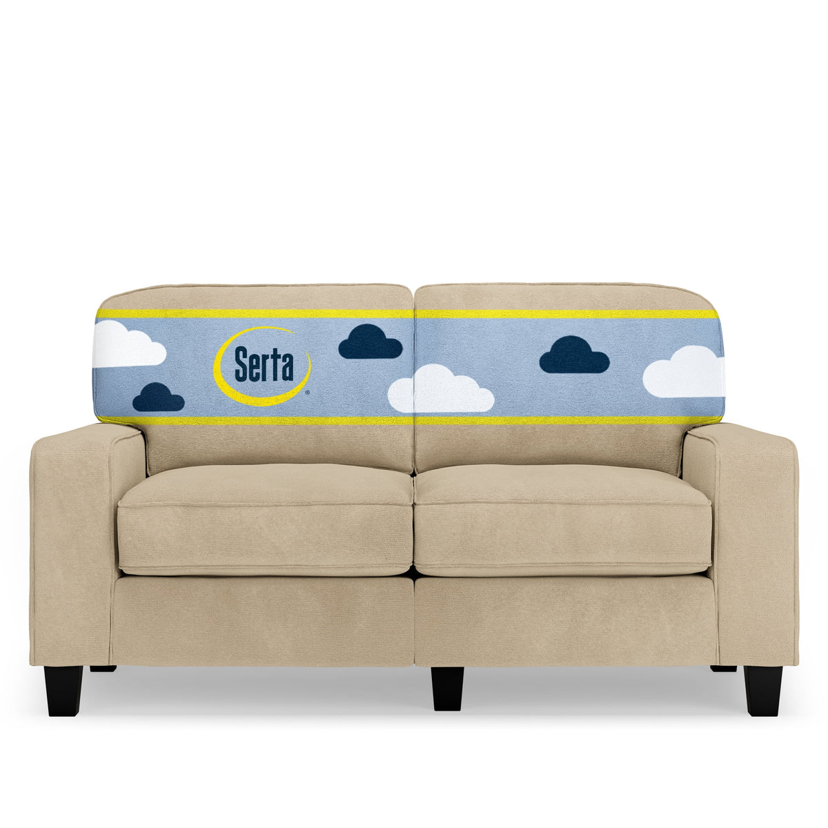 Serta Palisades 61" Track Arm Sofa Loveseat with Removable Covers Beige