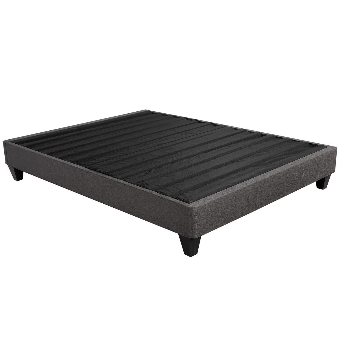 Primo Speedy Upholstered Platform Bed Frame with Wood Slat Support, No Box Spring Needed, Dark Grey