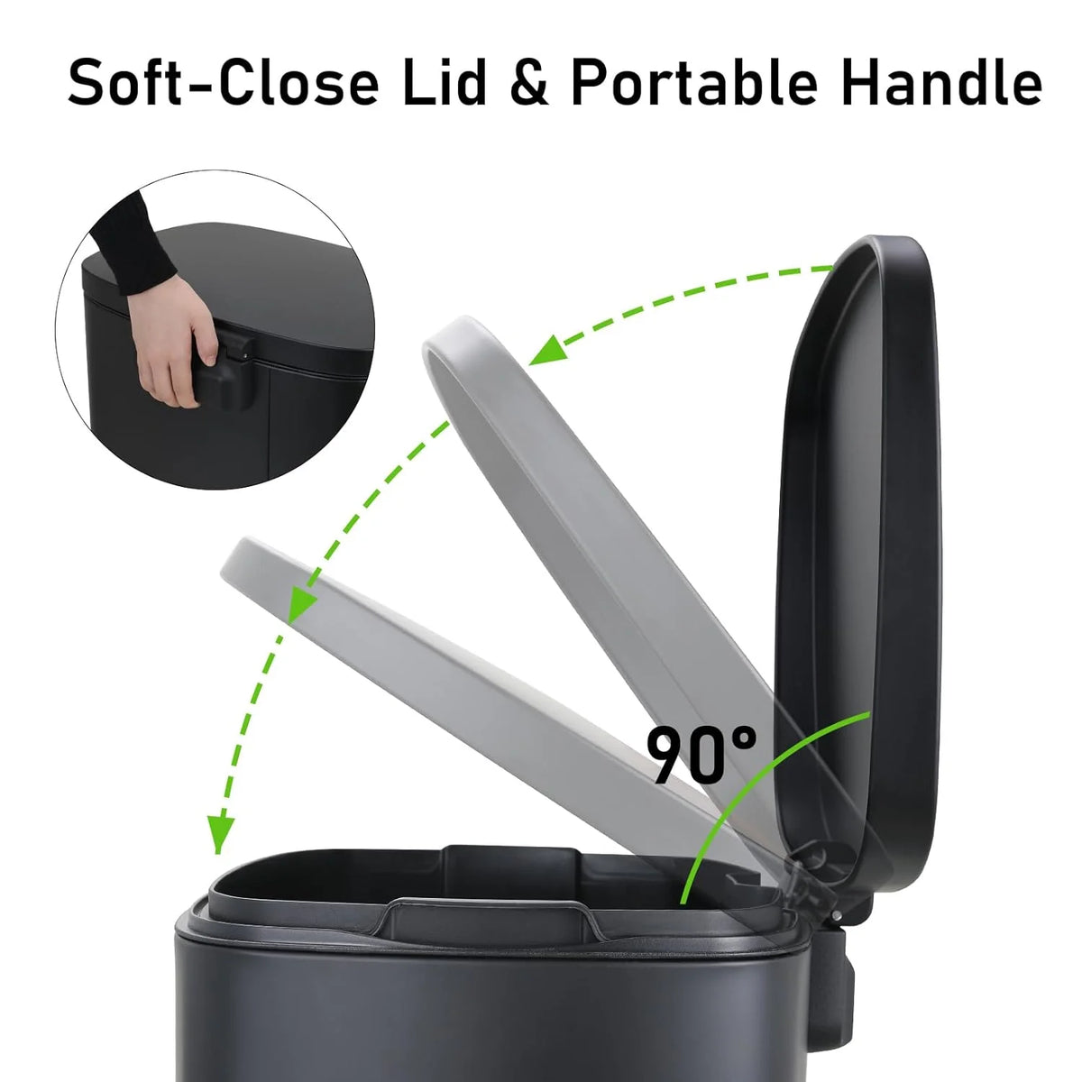 LAZY BUDDY 13.2 Gallon Stainless Steel Kitchen Trash Can with 1.3 Gallon Mini Trash Can, Rectangular Step Garbage Can with Lid