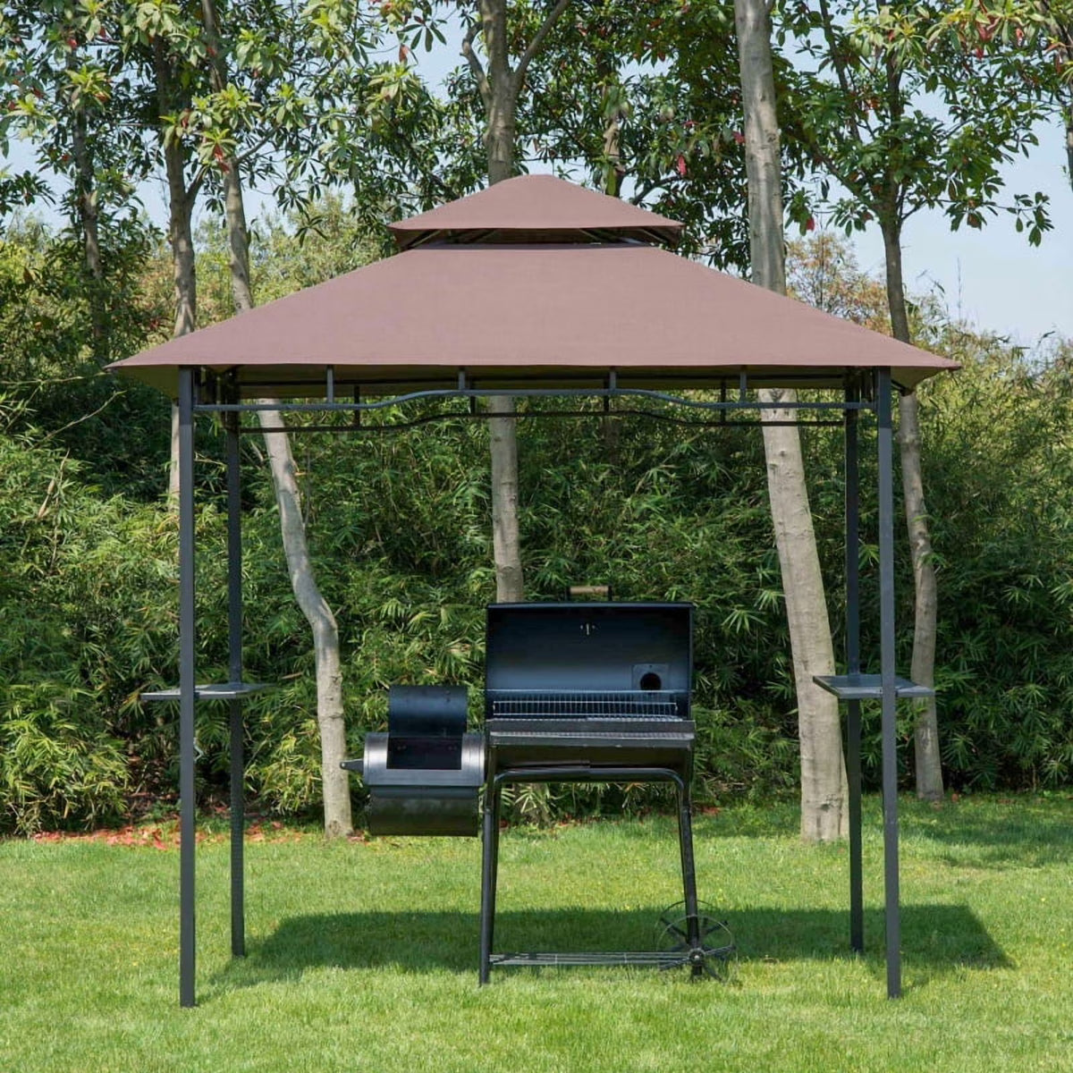 Grill Gazebo with Double Roof, Outdoor BBQ Canopy On-Site