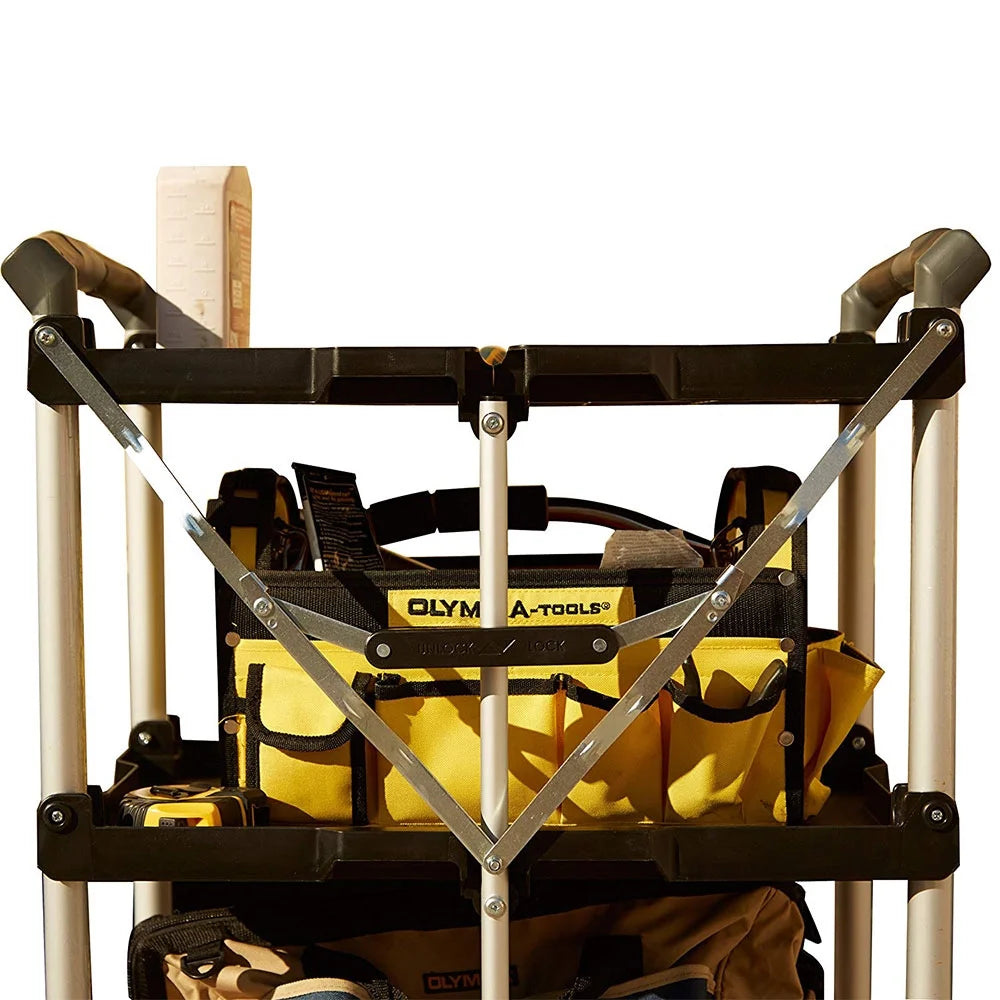 Olympia Tools Pack N Roll 3 Tier Collapsible Rolling Service Cart, Black