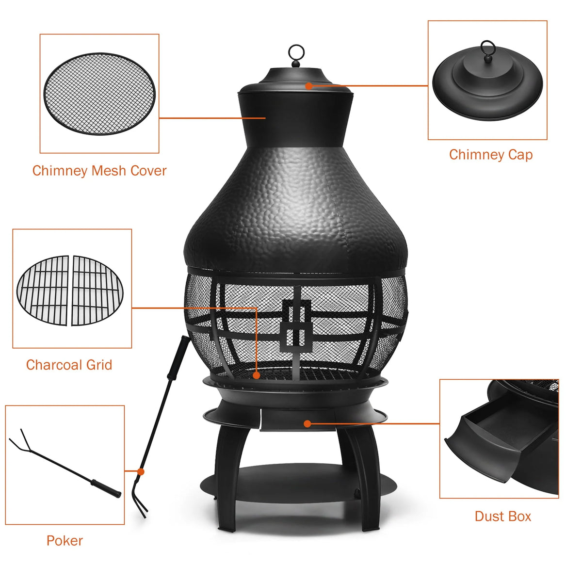 Gymax Patio Fire Pit Chimenea Fireplace Wood Burning Heater Garden Backyard