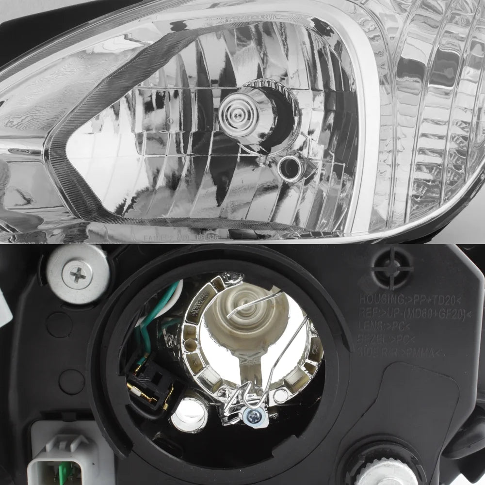 AKKON - For 2006-11 Accent Headlights Assembly Chrome Housing Clear Lens Full Set