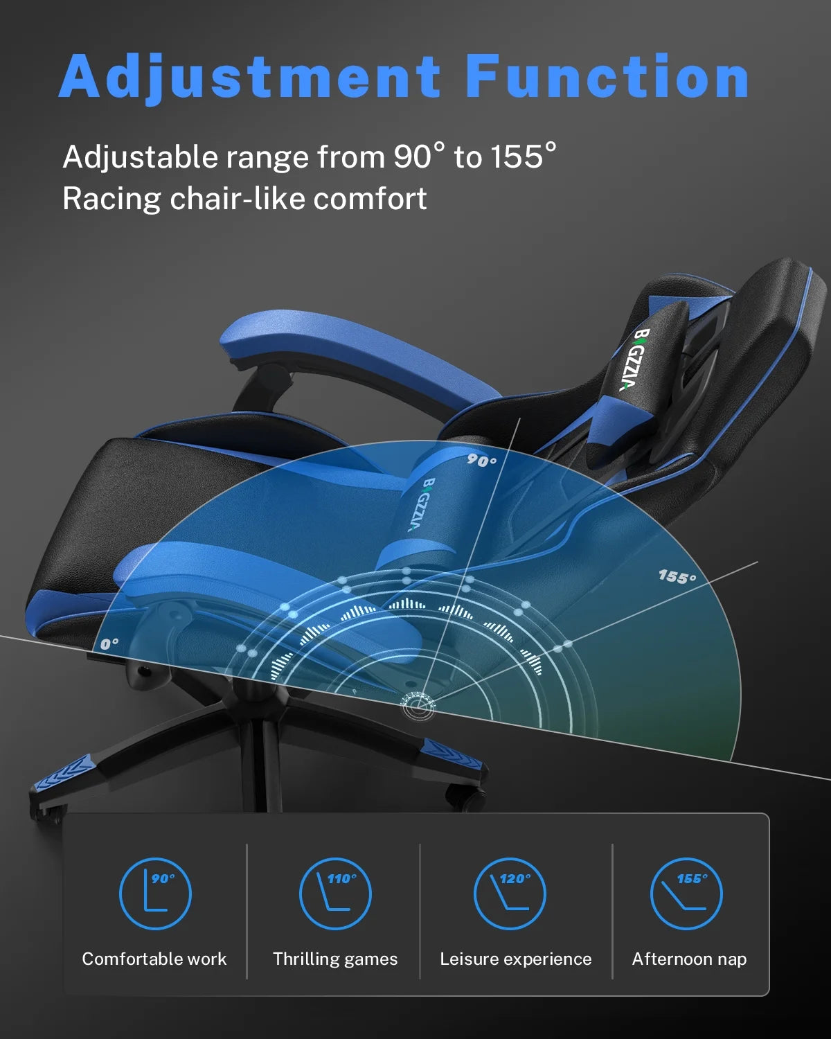 Bigzzia Gaming Chair with Footrest, Gaming Chair for Adult with Headrest and Lumbar Support,Red