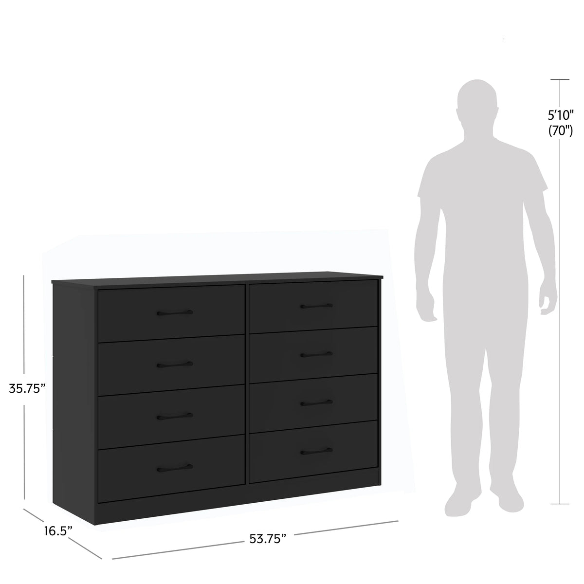 Mainstays Ardent 8 Drawer Dresser, Black