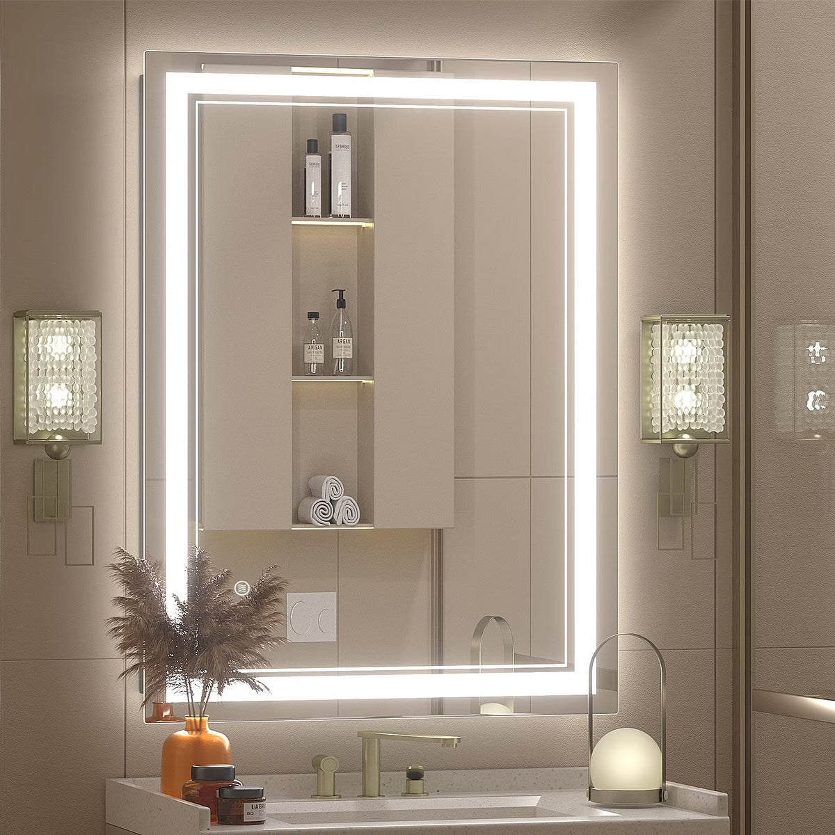 Frameless Frontlit LED Anti-fog Bathroom Vanity Mirror 96x36 inch