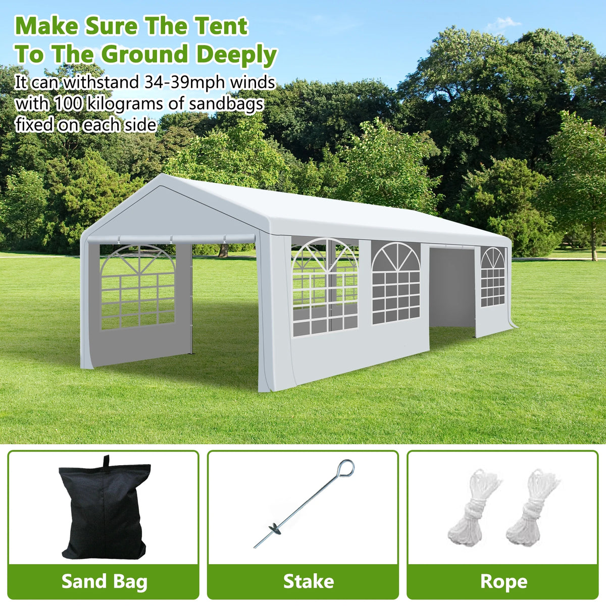 Gartooo 20'x20' Heavy Duty Party Tent, Outdoor Wedding Party Tent with Removable Sidewalls, Outdoor Canopy for Events
