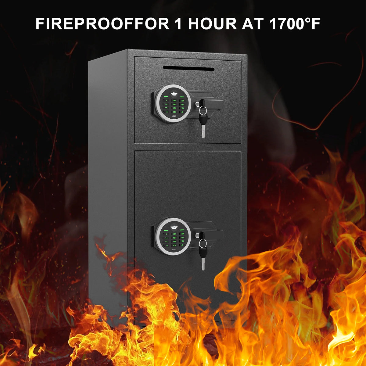 Silkight 6.5 Cu ft Home Safe Box - Fireproof  Depository Drop Safe with Backlit Keypad&Alarm System for Business Home