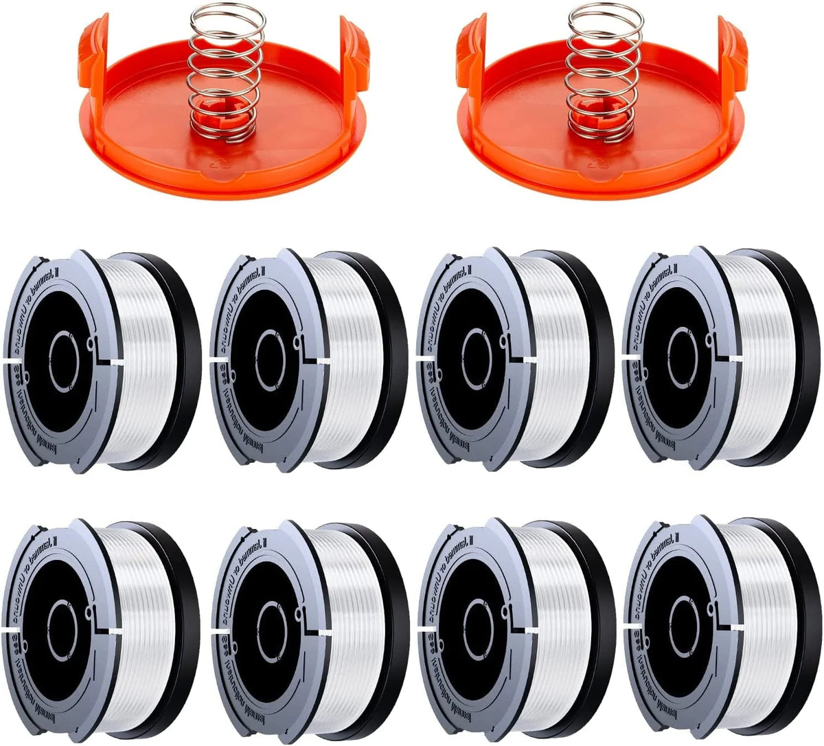 10 Pack String Trimmer Replacement Spool Compatible with BLACK+DECKER, 240ft 0.065" AF-100 Autofeed Replacement Spools - Compatible with Black+Decker String Trimmers(8-Line Spool + 2 Cap+2 Spring)