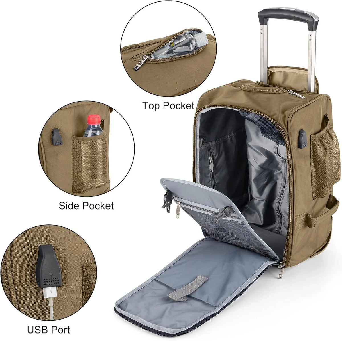 17" Rolling Personal Item Under Seat Duffel for United Airlines