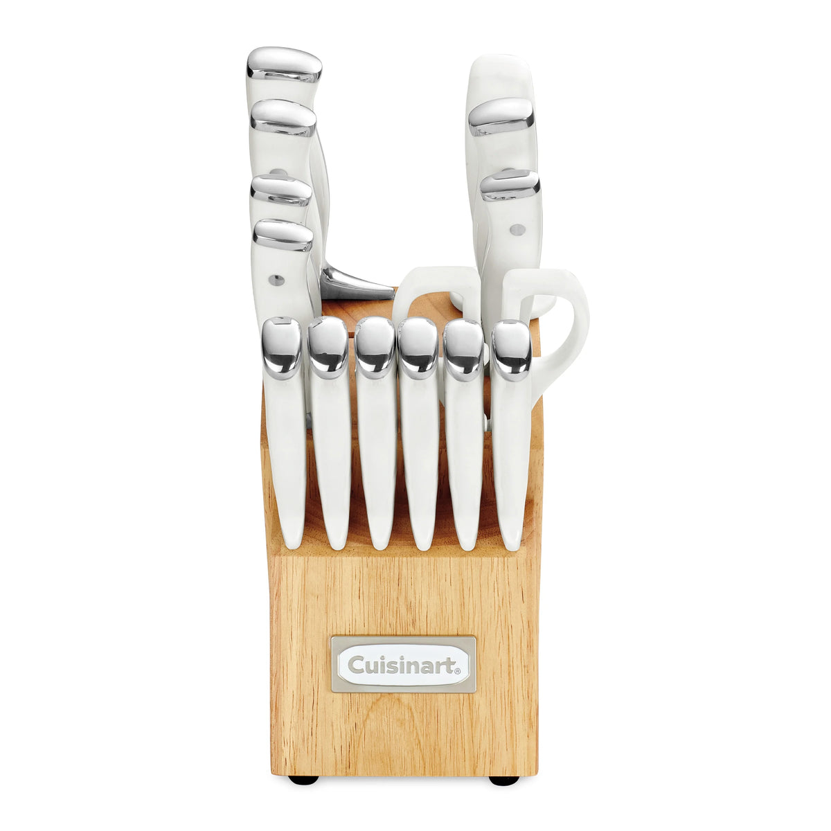 Cuisinart C77WTR-15PG Triple Rivet Collection 15-Piece Cutlery Block Set, White/Grey