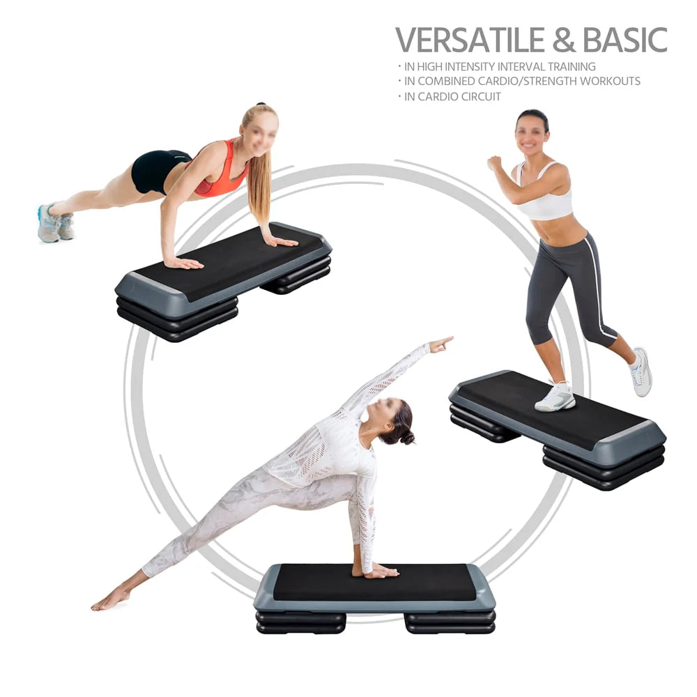 SmileMart Adjustable Heights Aerobic Stepper Exercise Platform for Home Gym, Gray