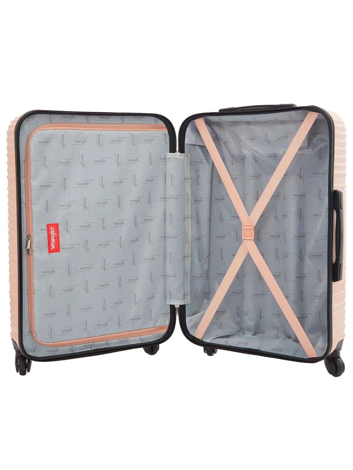 Wrangler 4 Pc Hardside Spinner Luggage Set with 20" & 25" Suitcases and Packing Cubes, Black