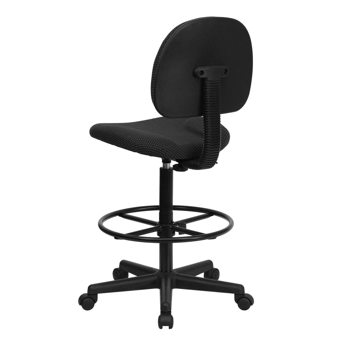 Emma  Oliver Black Fabric Drafting Chair (Cylinders: 22.5"-27"H, 26"-30.5"H)