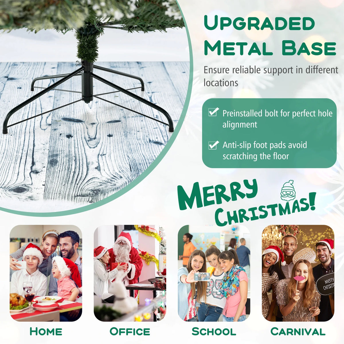 Costway 9 FT Artificial Christmas Tree with  360?�� Quick Power Connector 1714 Pine Needles