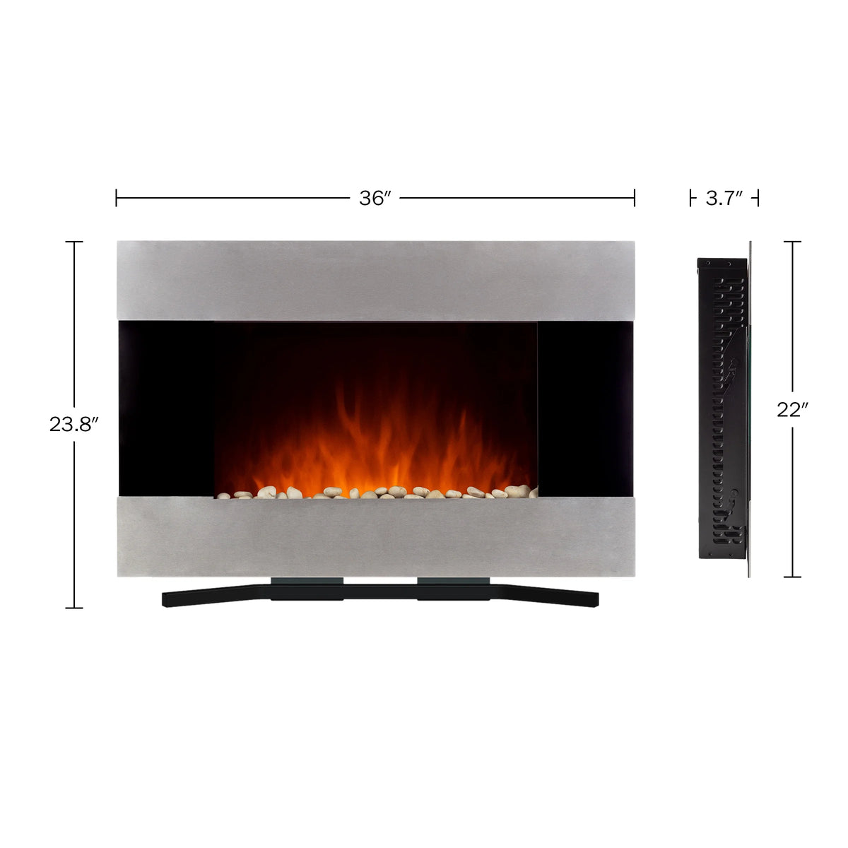 Northwest 36-inch Wall-Mount Electric Fireplace Heater with Orange Flame and Remote