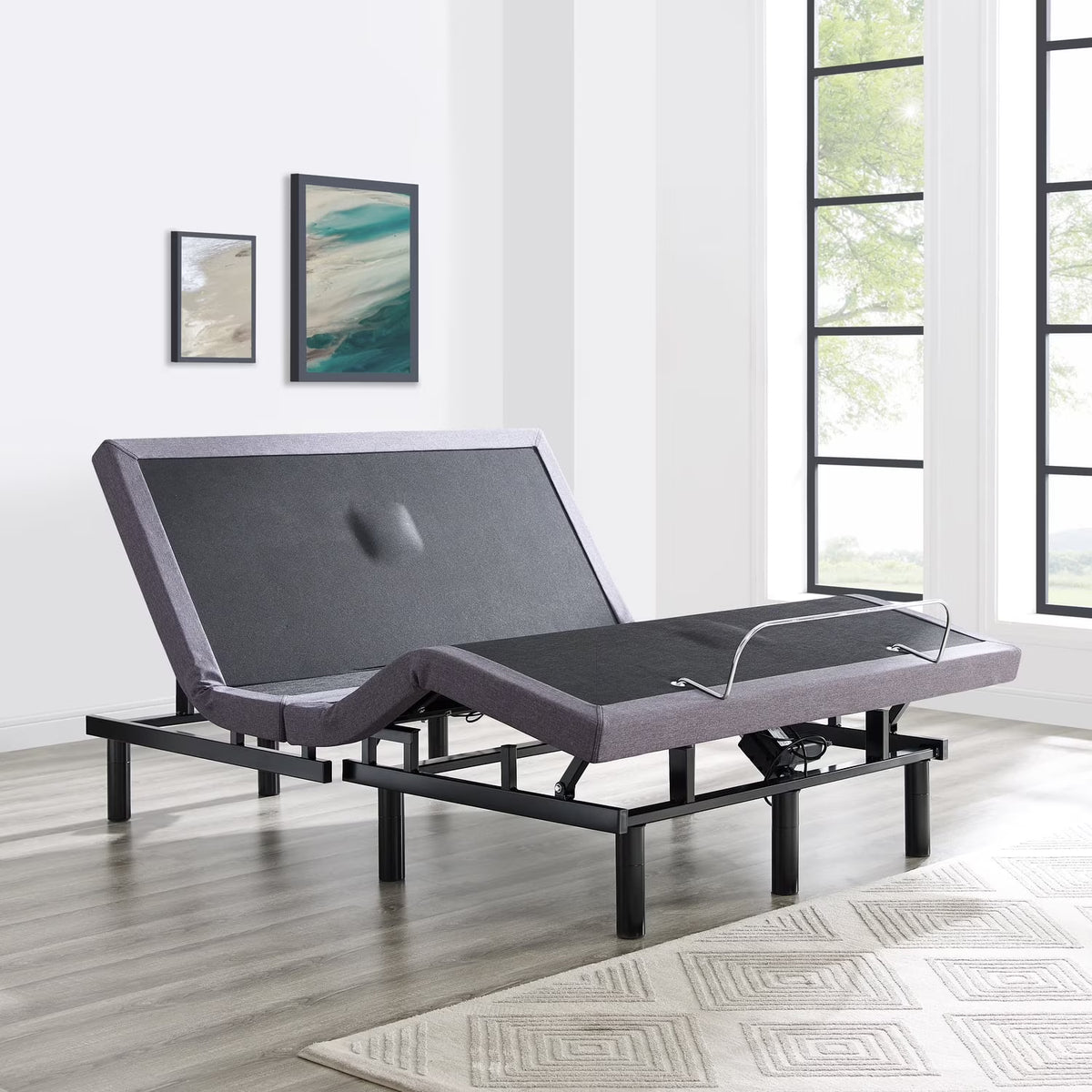 Naomi Home Twin XL Size Ergonomic Adjustable Bed Base with Basic Lumbar Support & Head Tilt, Back & Leg Massage, Wireless Remote, Assembly Needed - Twin XL, Gray