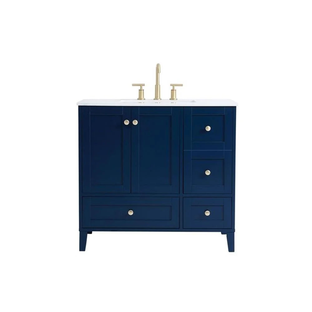 Elegant Decor Sommerville 36" Single Quartz Top Bathroom Vanity in Gray