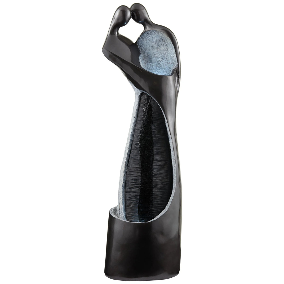 Modern Couple 47" High Large Indoor Outdoor Decor Black Resin Floor Fountain with Light LED Outside Garden Patio